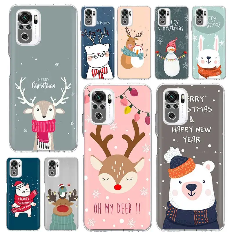 

Merry Christmas Animal Phone Case Funda For Xiaomi Redmi Note 10 Pro 8 9 Pro 9S 10S 8T 8A 9A 9C 7 7A 6 6A Cover Coque Capa