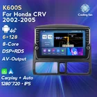 DSP автомобильный Carplay DSP 48EQ RDS автомобильный радиоприемник, мультимедийный плеер для Honda CRV 2 2001-2006 8Core 128G ROM, бесплатная доставка