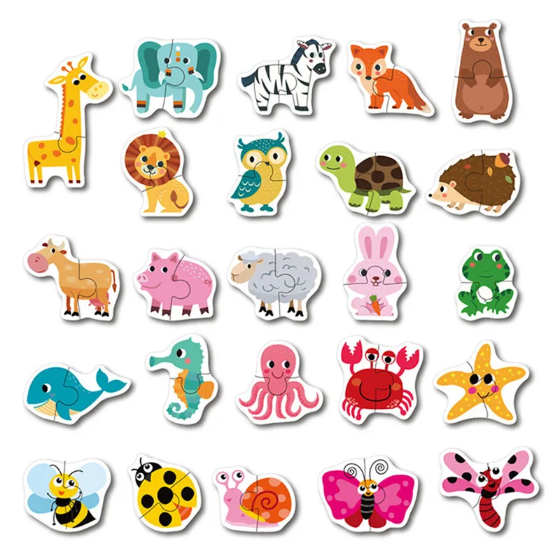 

Wooden puzzle Kids Baby Wooden Wood Animal Cognition Puzzle Fruit Learning Educational Toy zabawki dla dzieci #4j29