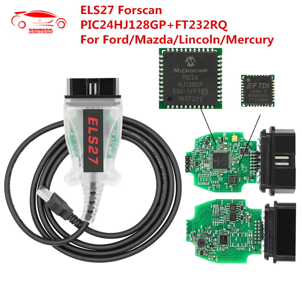 Сканер ELS27 FORScan для Ford/Mazda Lincoln Mercury OBD OBD2 Диагностический кабель лучше чем ELM327