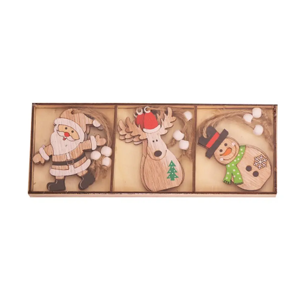 

Рождественские украшения, деревянная мультяшная Рождественская елка, украшение для елки, подвесная стереоскопическая фигурка, автомобиль...