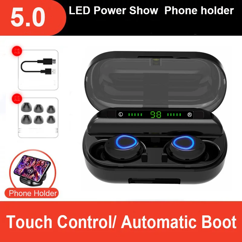 Новые TWS 5,0 Bluetooth наушники 8D стерео беспроводные наушники мини беспроводные наушники с 1500 power Bank держатель телефона