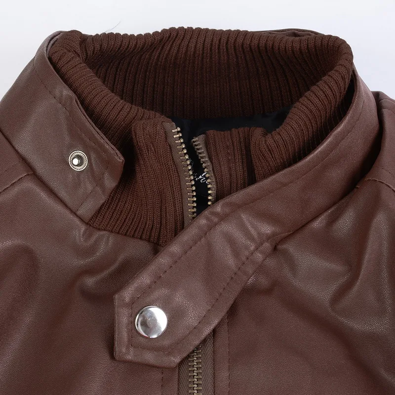 MJARTORIA 2019 New Fashion Autumn Male Leather Jacket Plus Size 3XL Black Brown Mens Stand Collar Coats Biker Jackets | Мужская одежда