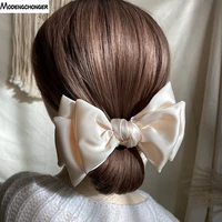 2021 retro hair tie elastic head rope for woman three layer bow knot chiffion fabric sweet temperament hair tie hair accessories