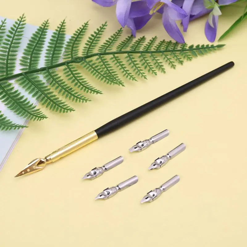 

Calligraphy Drawing Dip Ink Nib Pen Set Signature Writing Antique Elegant Gifts 634B