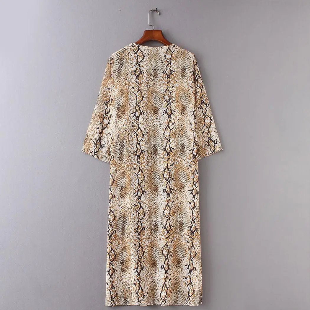 Женский 3/4 рукав пляжная одежда купальник бикини с рисунком длинный кардиган