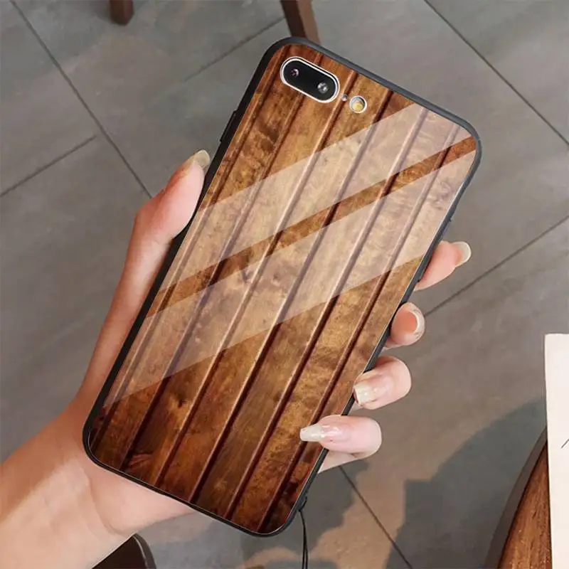 

Wood Grain Pattern painting Phone Case Tempered glass For iphone 5C 6 6S 7 8 plus X XS XR 11 PRO MAX