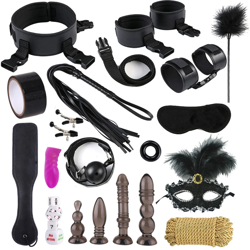 Наручники BDSM для взрослых, мужские наручники, зажимы для сосков, плетка для шлепков, сексуальная металлическая Анальная пробка, вибратор, Ан...