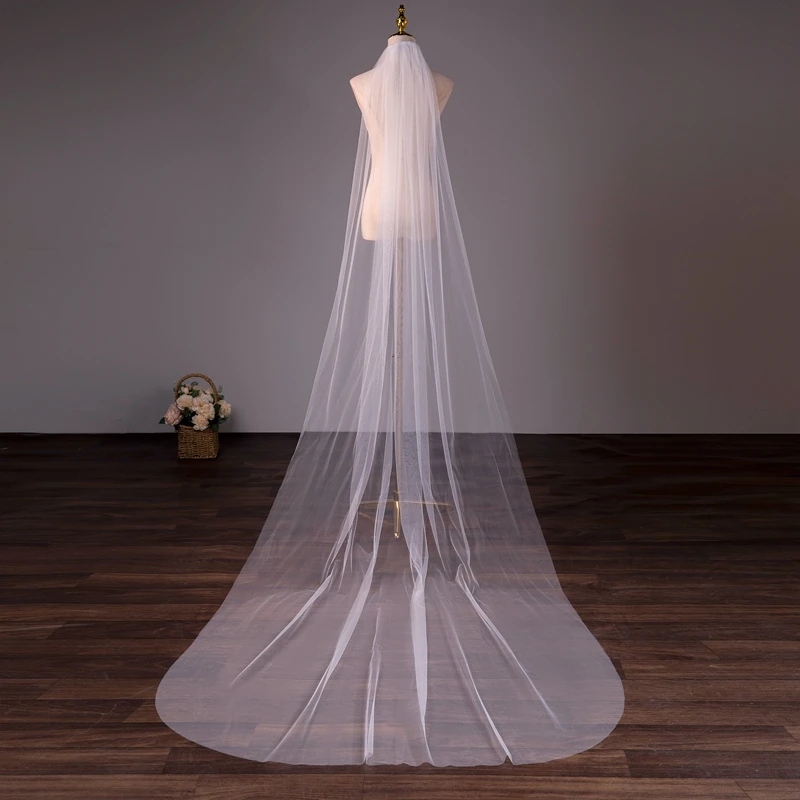 

Dropshipping Wedding veils for bride White Ivory 3meter Long 1 Layer with Metal Comb Voile Hivernage Cathedral veil ободок вуаль