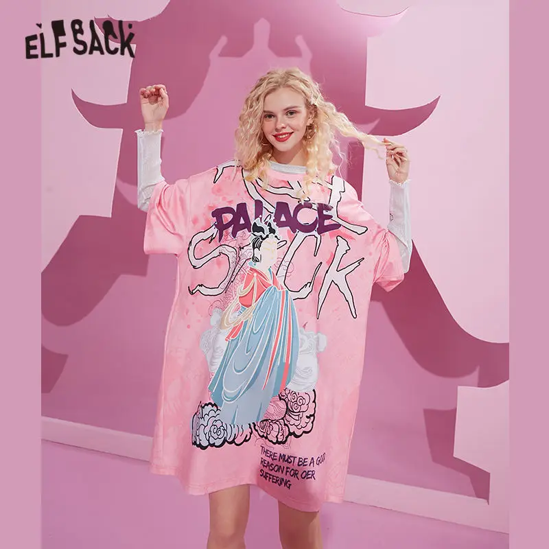 Женское Повседневное платье ELFSACK розовое винтажное мини с коротким рукавом и