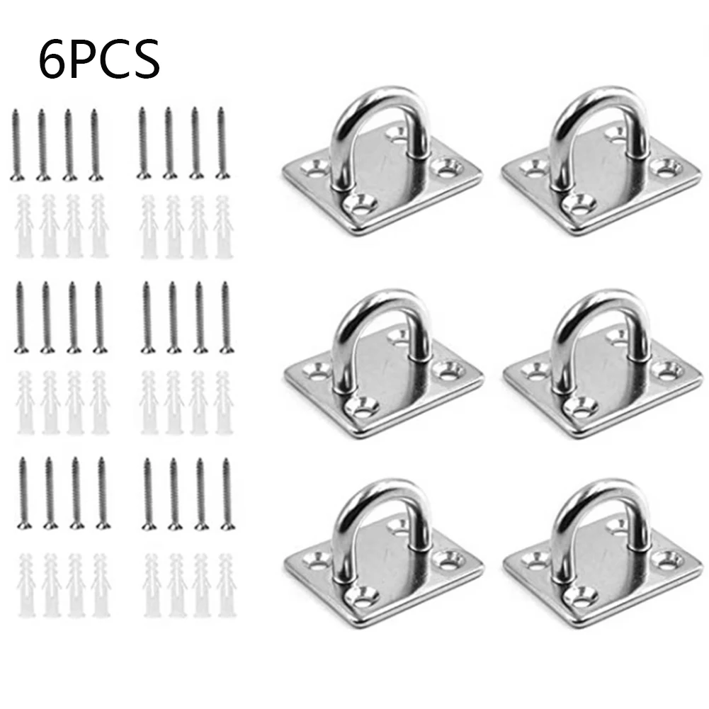 

6Pcs Durable Stainless Steel 304 Wire Eye Straps Saddle Clip Boat Yacht Ship Marine Plate Staple Ring Hook Handle Doorknob