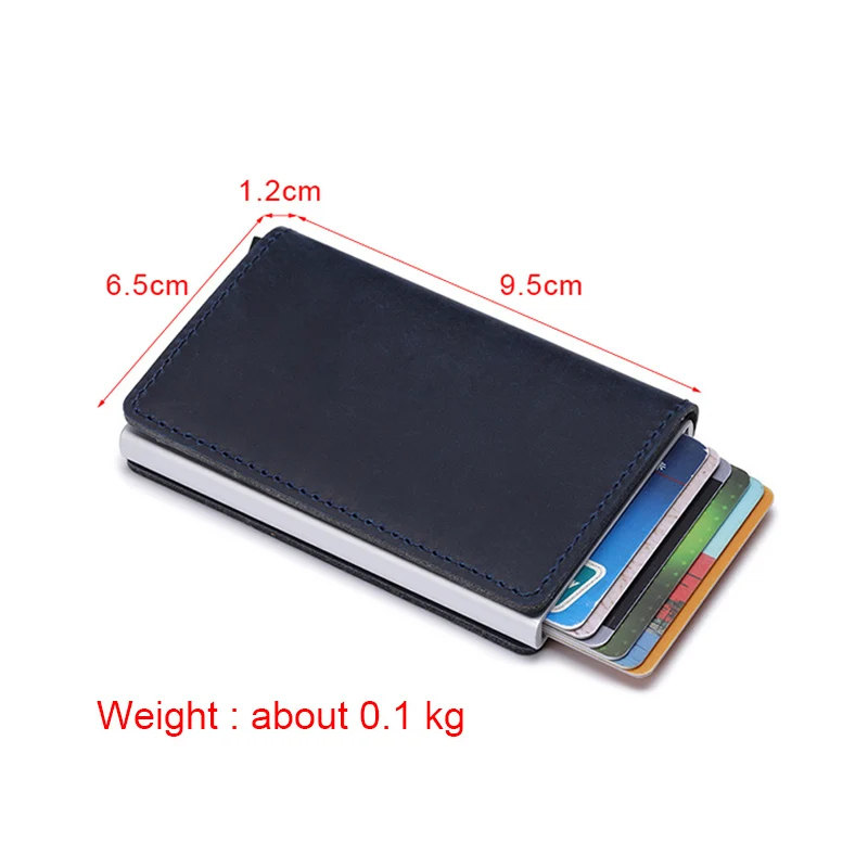 dienqi genuine leather rfid credit card holders case metal men women business bank id card box wallet for credit cards pashouder free global shipping