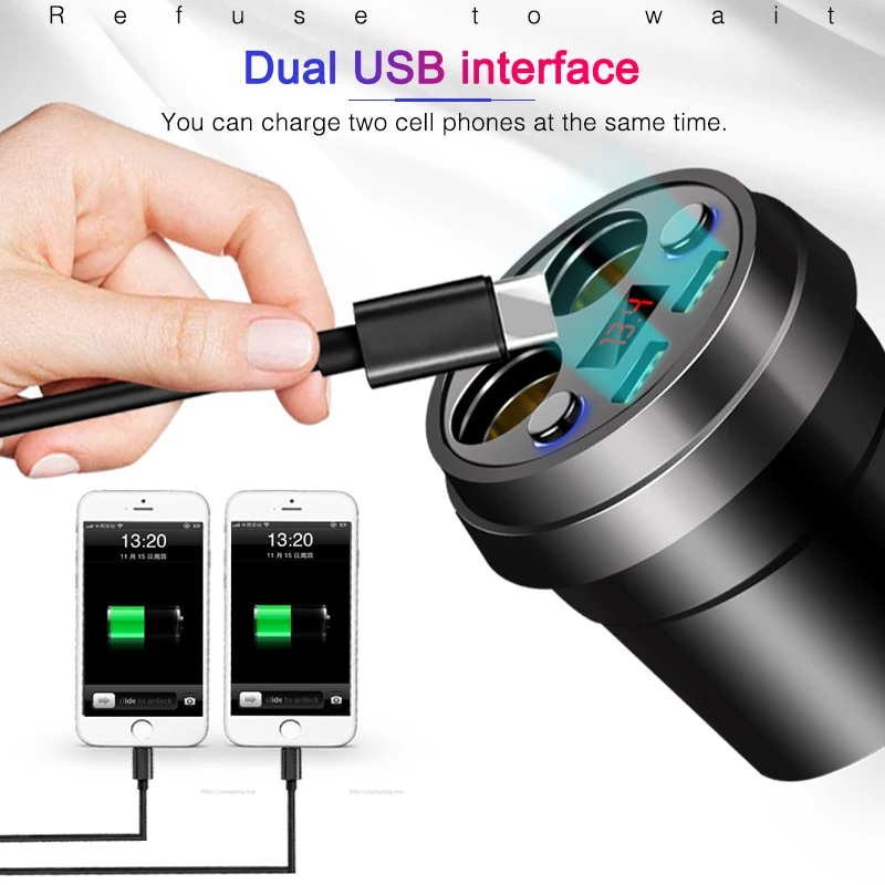Автомобильное зарядное устройство с 2 USB-портами DC/5 в 3 1 А адаптер прикуриватель