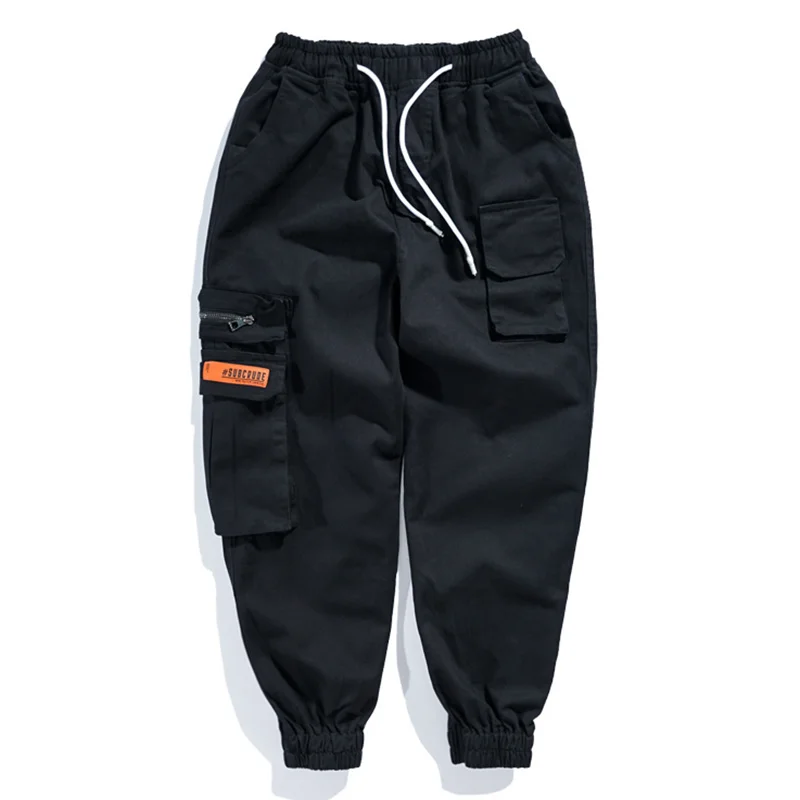 

Hiphop Camouflage Cargo Pants 2021 New Side Pocket Letter Print Loose Tie Trousers Harajuku Men's Tie Feet Sweatpants Streetwear