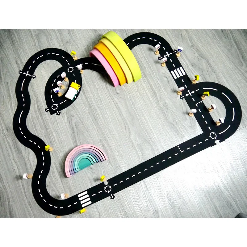 

DIY ПВХ Пазлы трек игровой набор дорожка для автомобиля Детский пазл игровой коврик напольный ковер развивающие Обучающие игрушки скандинав...