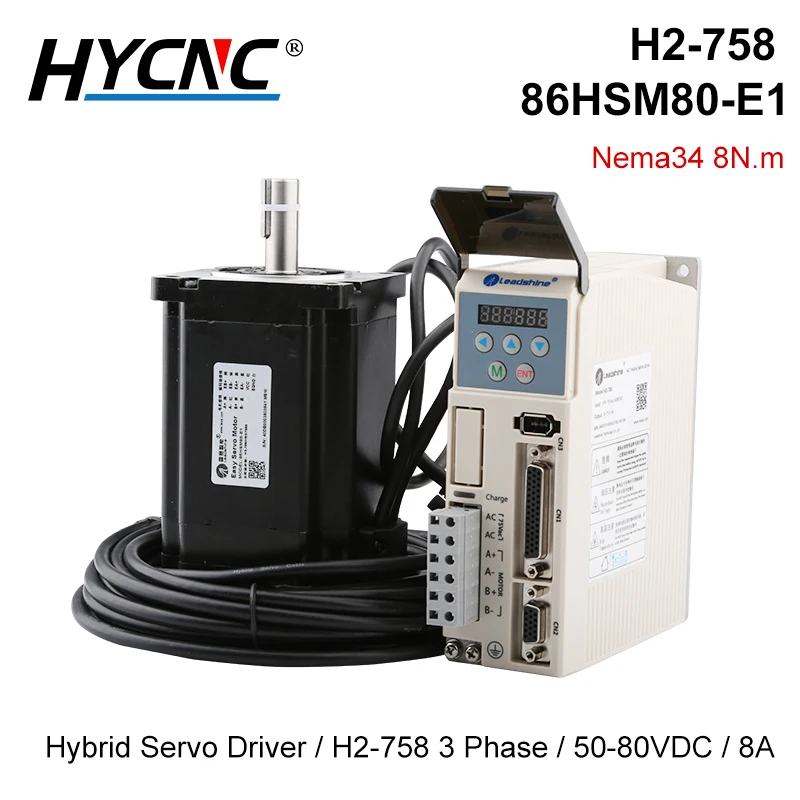 

Шаговый двигатель CNC Nema 34 Leadshine, 2-фазный Гибридный серводвигатель с замкнутым контуром, внешний мотор 8000 нм с кабелем кодировщика 8 м