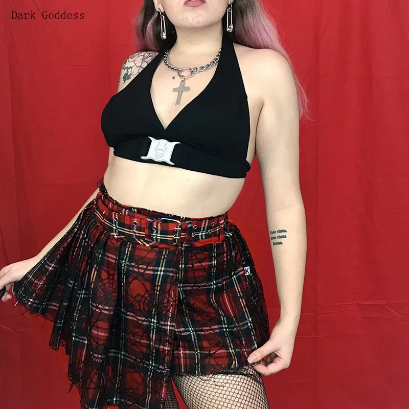 Gothic red plaid mini skirt women's fashion sexy ladies mini skirt casual plaid skirt female ladies Mujer 2021 new spring