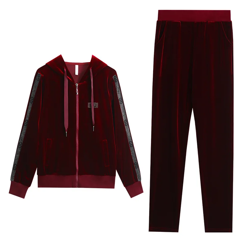 

Autumn Women Tracksuit Sportswear Velvet Loose Hoodie Running Jogging fitness Outfits Workout Casual Set Sport Suit jacket+pant