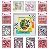 2022 new diy paper card gift coloring scrapbook old woven rose forget me not trellis vines leaves coral branches batik stencils