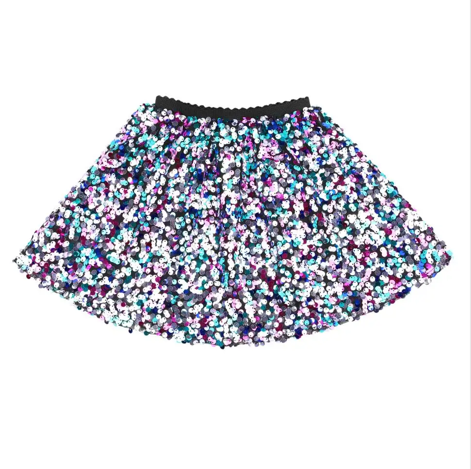 multicolor Flofallzique/юбка для девочек с блестками и эластичной резинкой на талии; Повседневные Вечерние юбки для выступлений; Милая одежда для маленьких детей; От 1 до 8 лет - Цвет: multicolor