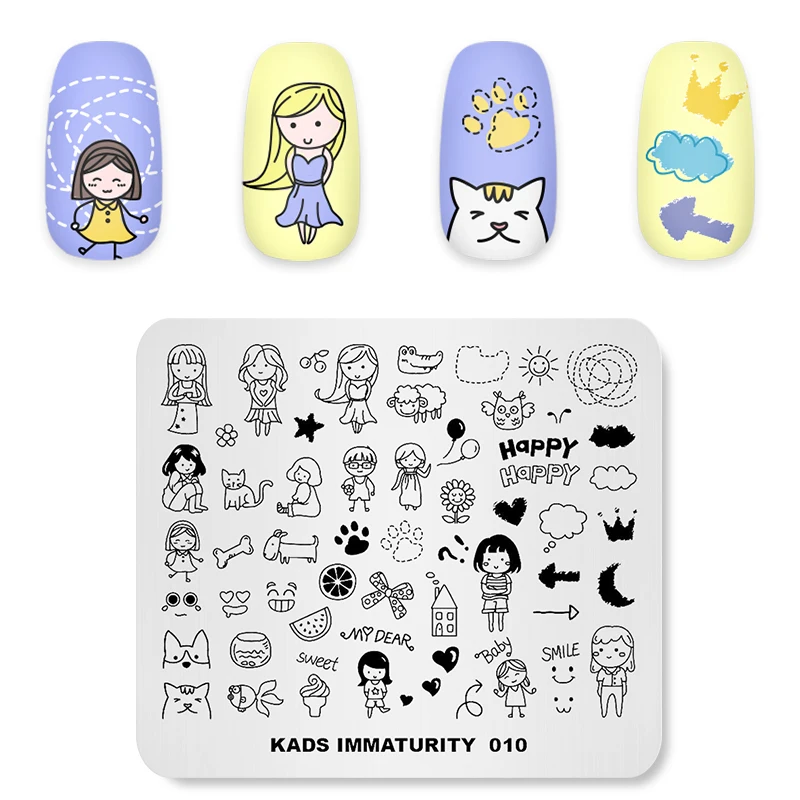 

Nail Stamping Template for Immaturity Cute little Girl Images Stamper Image Nail Printing Stencil nail Art Stamp Plates
