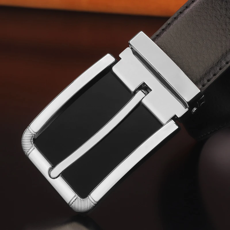 Silver Pin Buckle Men's Belt Black Luxury Brand Formal Designer Fashion Cowhide Belt High Quality Cintos Masculinos
