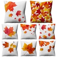 autumn maple leaf printed cushion cover fashion pillow case 4545cm linen throw pillowcases for sofa car home decoration