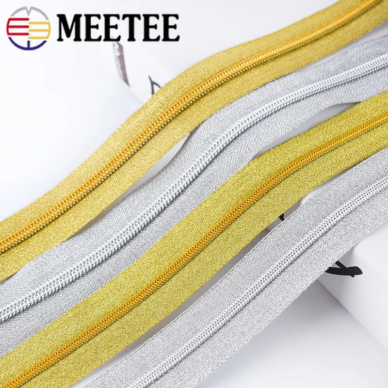 8 метров Золотая Серебряная 3 #5 # открытая нейлоновая молния для шитья сделай сам