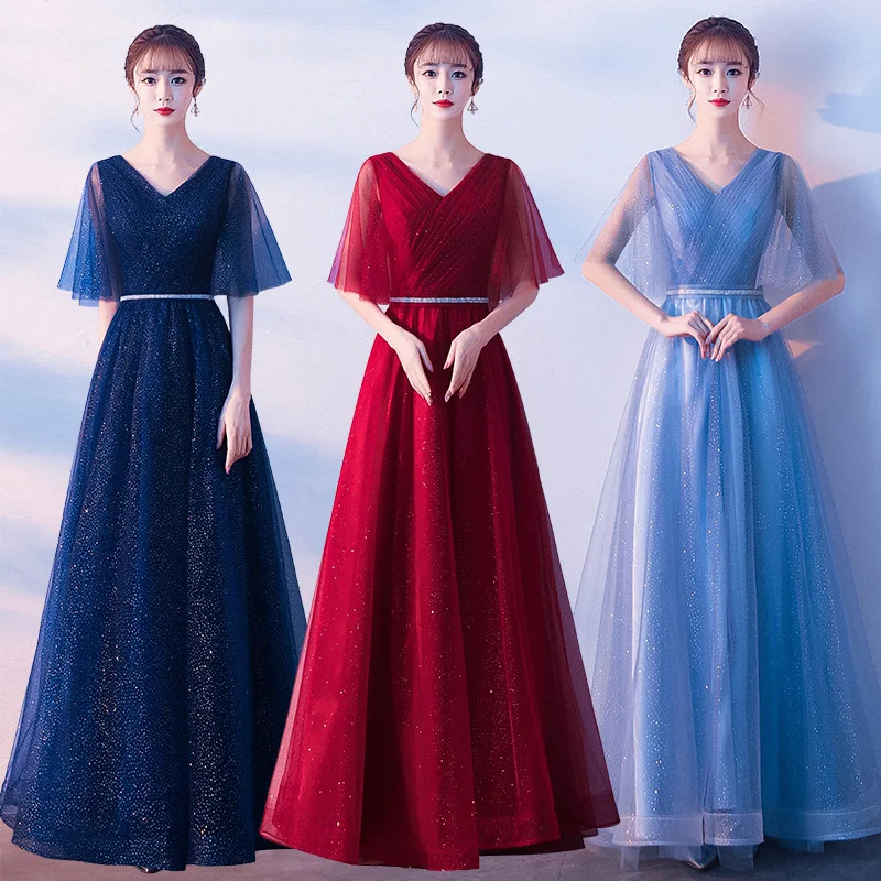 Хор представление костюм 2019 новый блестки китайский стиль тонкий длинный хор