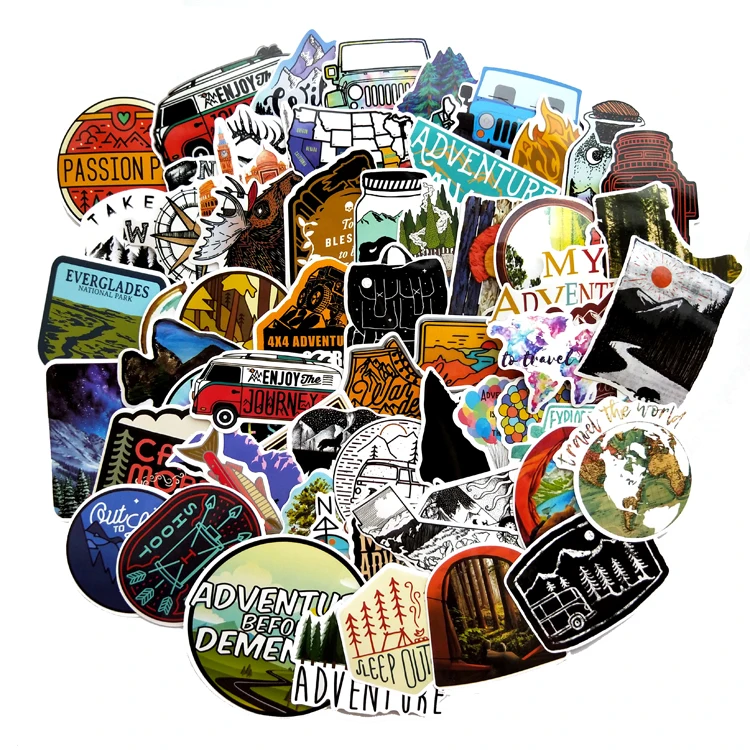 66 шт. походная наклейка с пейзажем для путешествий водонепроницаемая автомобиля