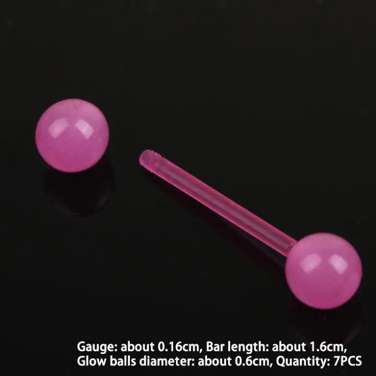 Новое поступление 7 шт Акриловые светящийся яркий мяч язык пирсинг для тела пупка