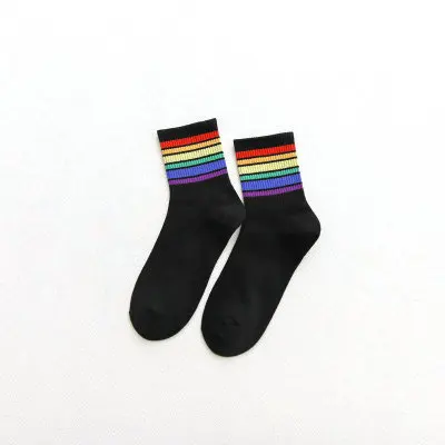 Носки мужские осенне-зимние новые хлопковые 200 иголок радужные женские носки для