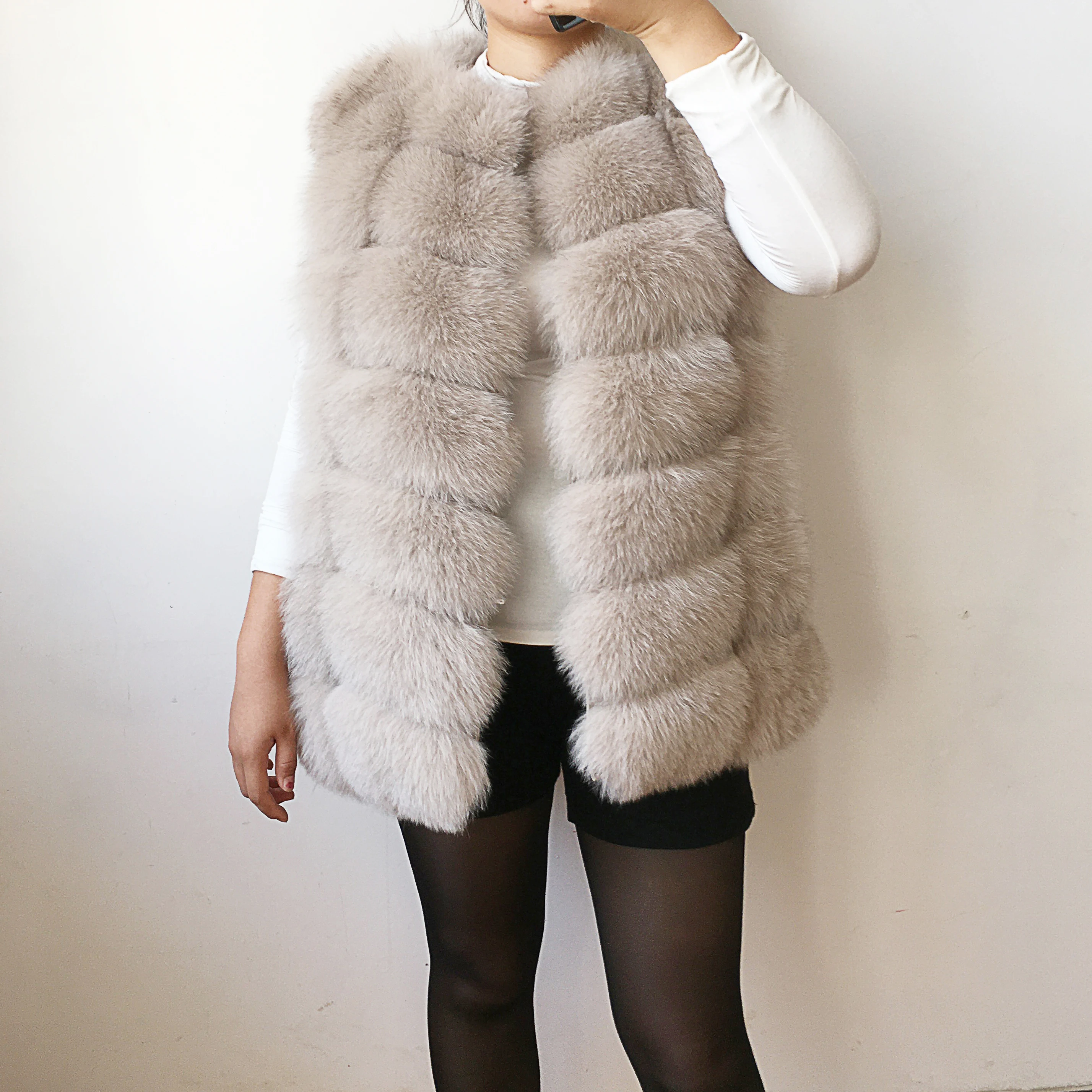 Женский жилет из натурального меха зимняя теплая короткая куртка без рукавов 100% |