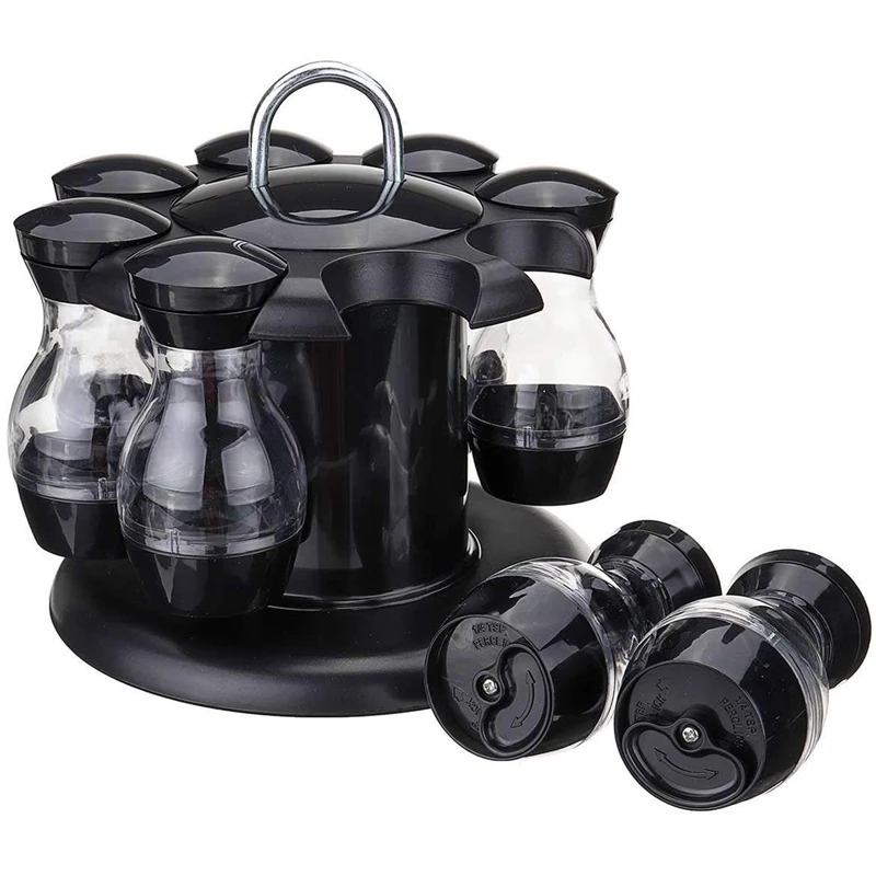 Набор шейкеров для соли и перца из 8 бутылок с вращающимся держателем на 360 °-набор