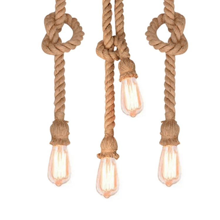 Подвесной светильник из пеньковой веревки в винтажном ретро стиле промышленный