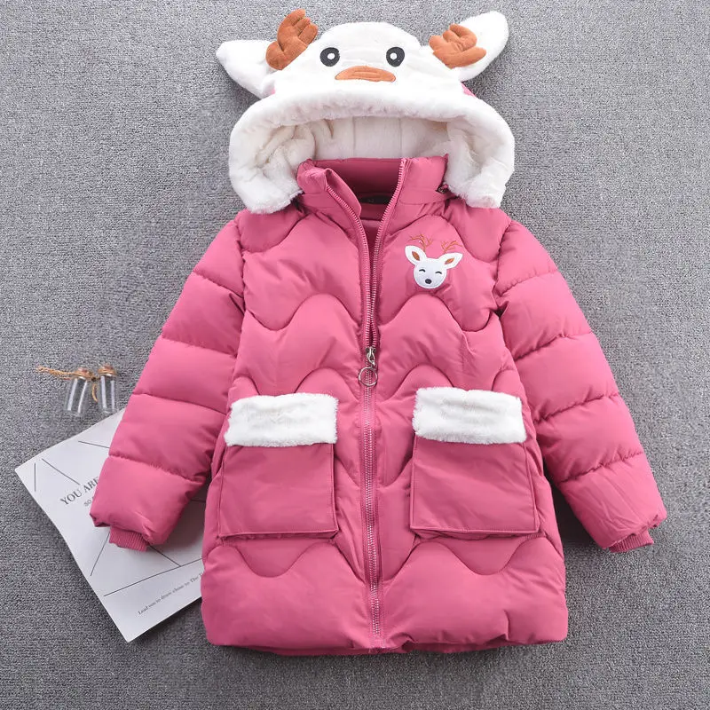 

4-12T Girls Parkas Padded Jacket Winter Coat 2020 New Cute Hooded Thick Warm Baby Clothes 110-150 High Quality