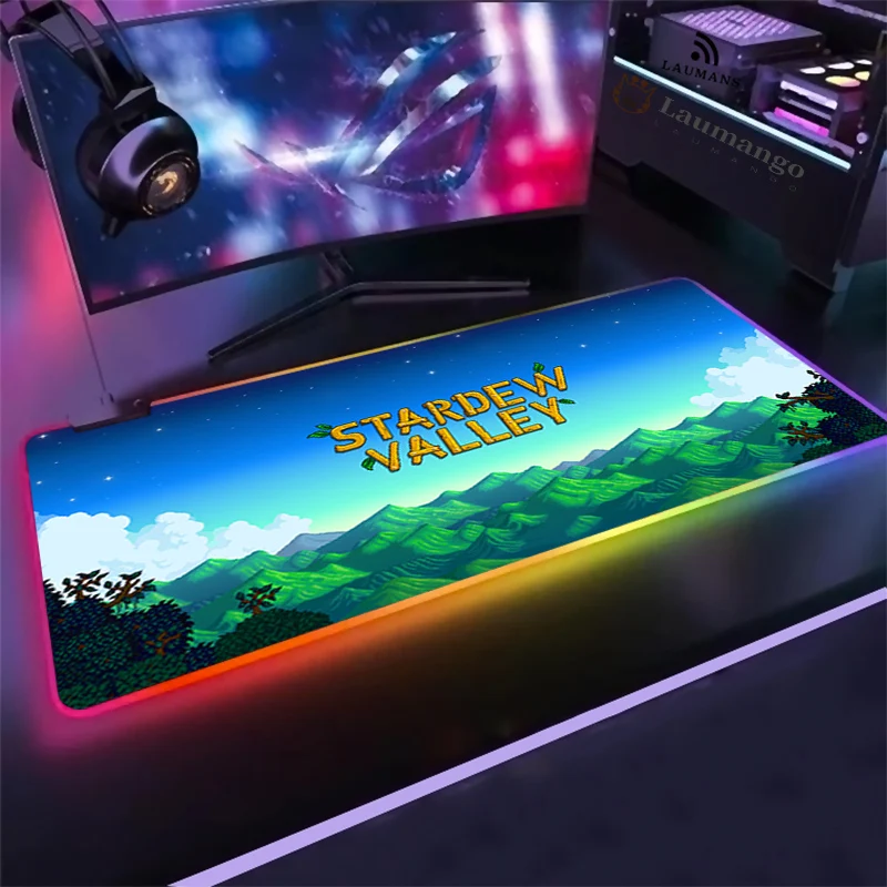 

Stardew valley RGB Mouse Pad Large Led Computer Keyboard Desk Mause Mat with Backlight gaming setup accessories anime Mousepad