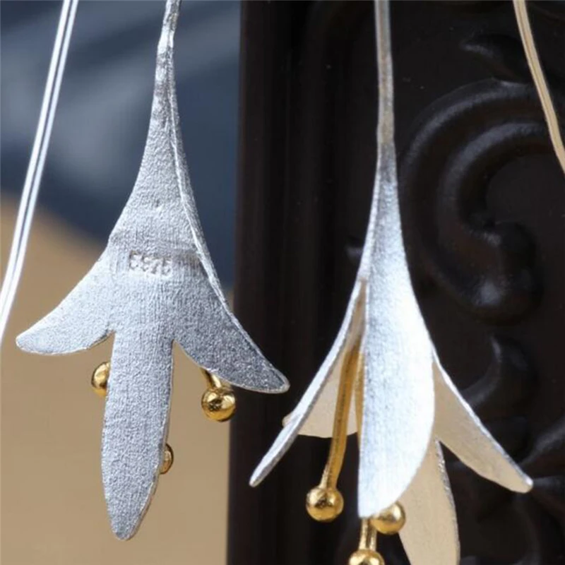 1 пара новый дизайн LovelyJewelry посеребренные цветы длинные серьги для женщин девушек