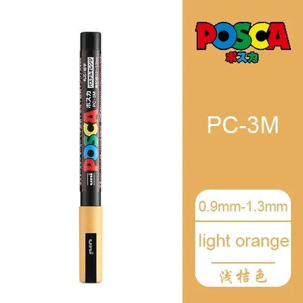 Light Orange 1 шт. UNI маркер PC-3M(POSCA) поп-плакат реклама водостойкий офис Студенческая живопись аниме ручная роспись - Цвет: Light Orange