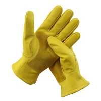 mens motorcycle cowhide leather yellow racing motorbike biker gloves