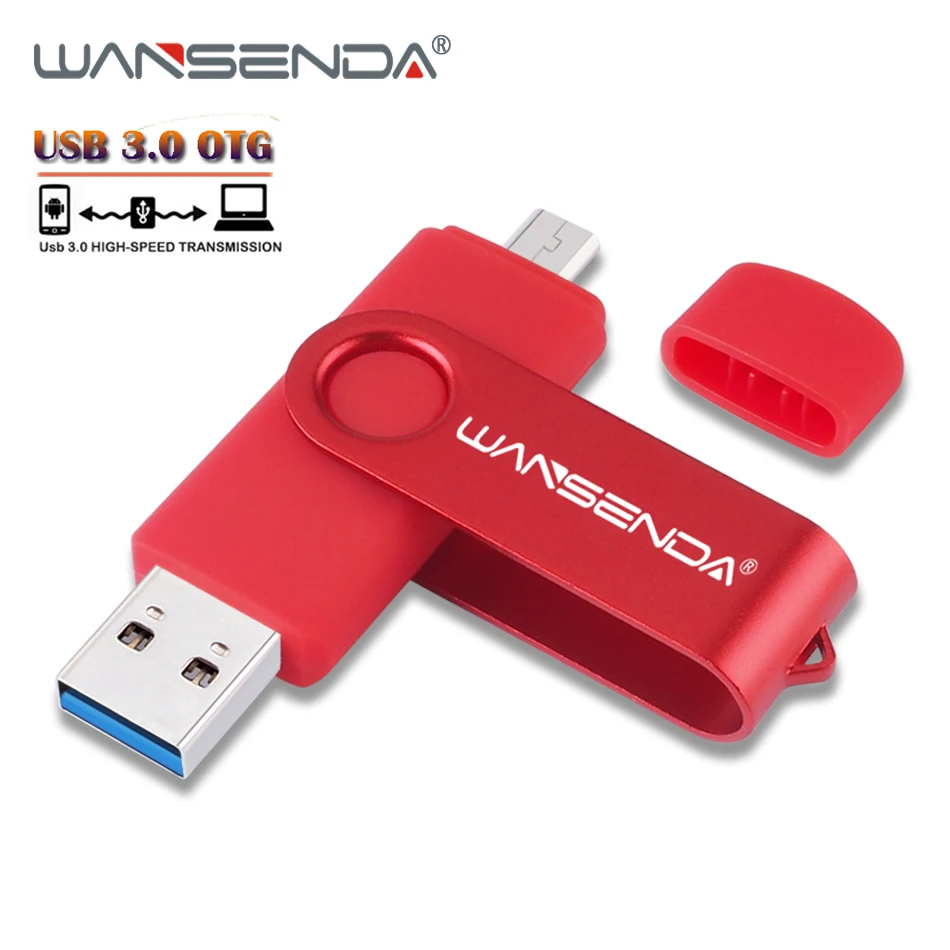 WANSENDA OTG USB флеш-накопитель 2 в 1 USB3.0 & Android Micro 16 ГБ 32 64 Гб 128 256 Флешка для Android/PC |