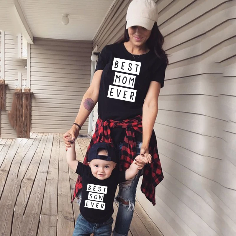 

1PC Best Mom Ever Best Son Ever Mommy and Me Matching Mother and Kid Shirt Short Sleeve Tshirts Mother Children Family Look Tops