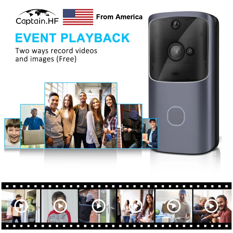 US Captain M10 720p WiFi Smart Video Doorbell with Remote Control Wireless Ultra Low Power Quick Start Intercom | Безопасность и
