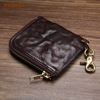 vintage washed old handmade genuine leather mens mini wallet real cowhide womens multifunctional ultra thin small coin purse