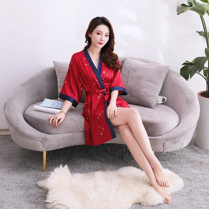 

New Arrival half sleeve women's kimono robes sexy summer nightwear bathrobes high quality female luxury robe