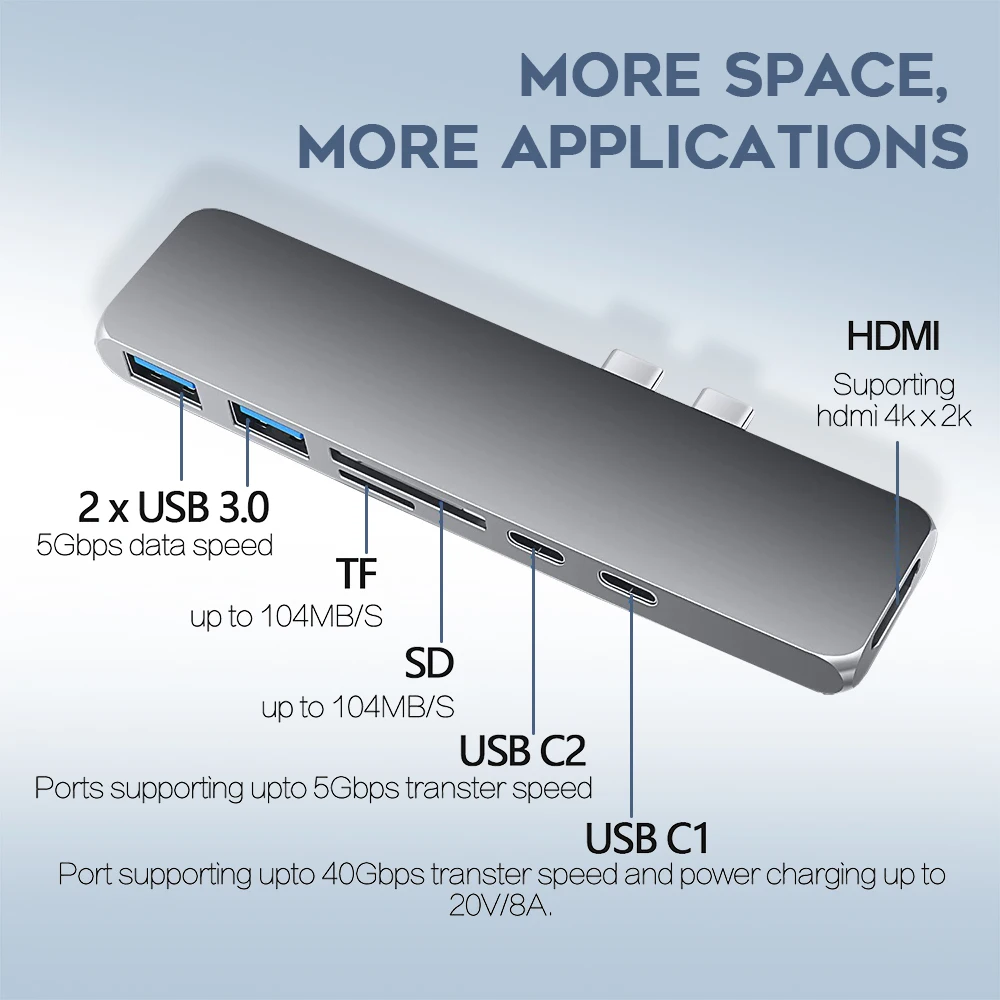 Новая Док-станция Vmade с несколькими портами USB C 7 в 1 конвертер порта PD