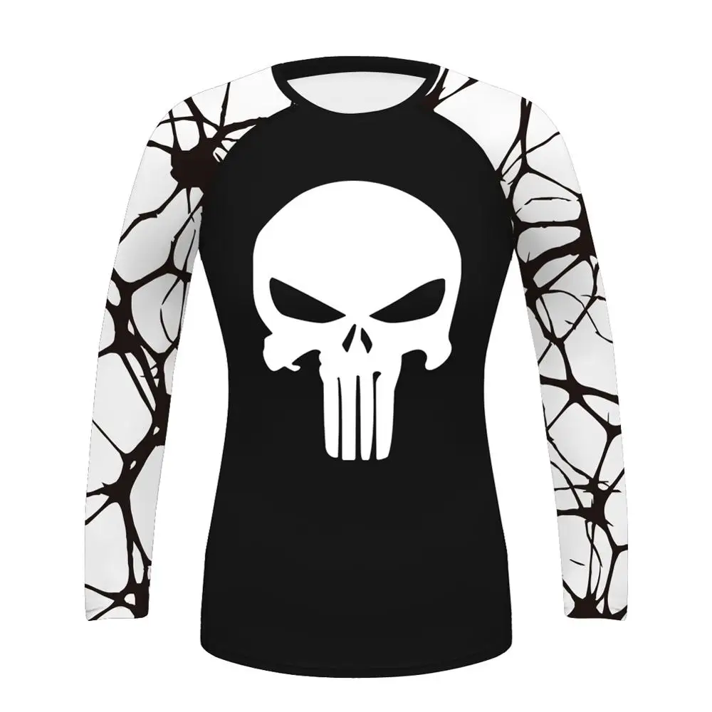 

Женская тренировочная рубашка с принтом черепа для джиу-джитсу