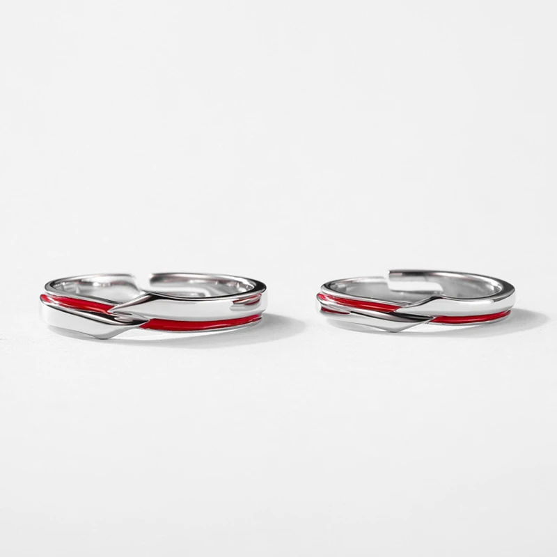 Парные кольца Silvology из стерлингового серебра 925 пробы с красной линией