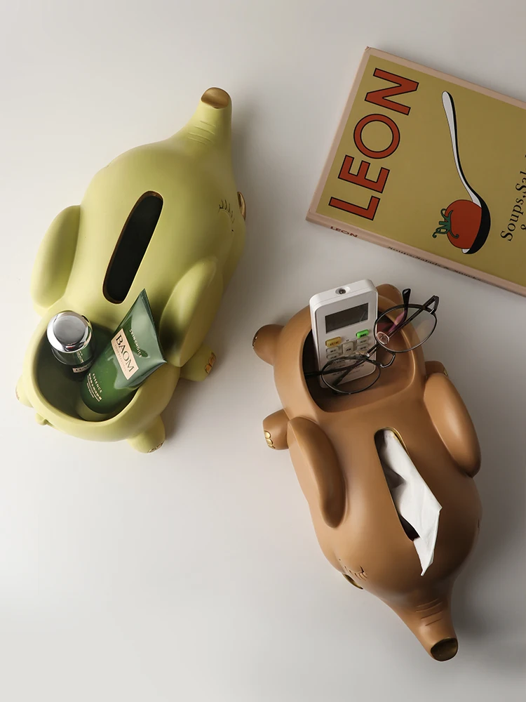 

Cute multi-functional tissue box set piece remote control creative key collection box coffee table living room modern decoration