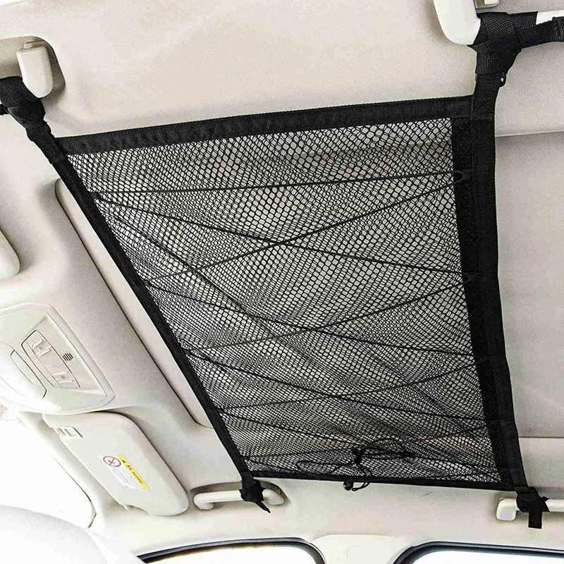 Car Ceiling Storage Net Pocket Roof Interior Cargo Bag Trunk Pouch Sundries Organizer Black | Автомобили и мотоциклы